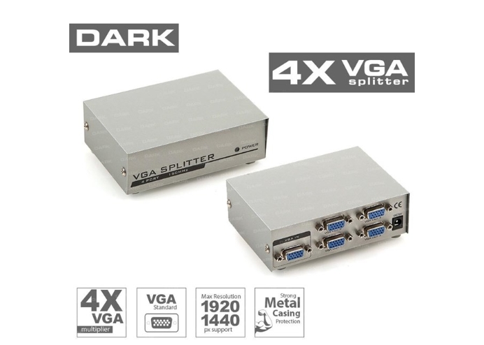Dark Full HD Sinyal Çoğaltıcı: 1 Giriş 4 Çıkışlı VGA Splitter