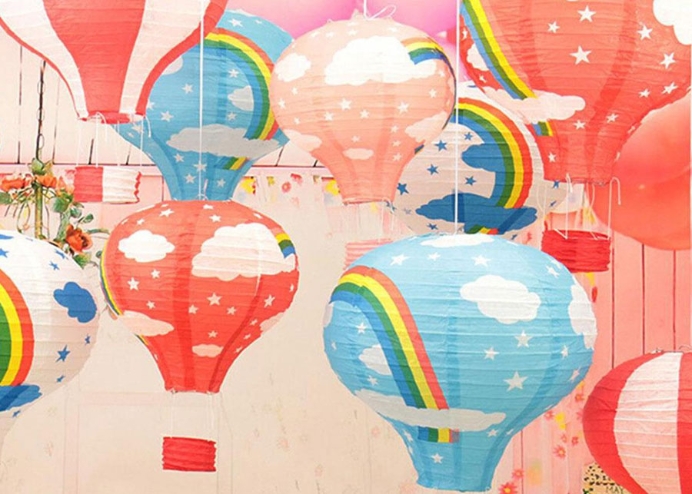 Dekoratif Renkli Kağıt Dilek Feneri Balon
