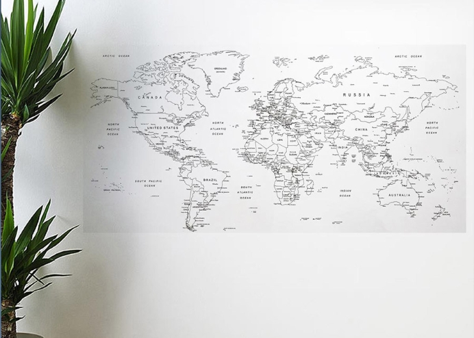 Dünya Haritası Manyetik Duvar Stickerı (110 x 56 cm)