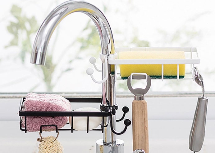 Mutfak Banyo Musluğuna Sabitlenebilir Sabun Sünger Tutucu
