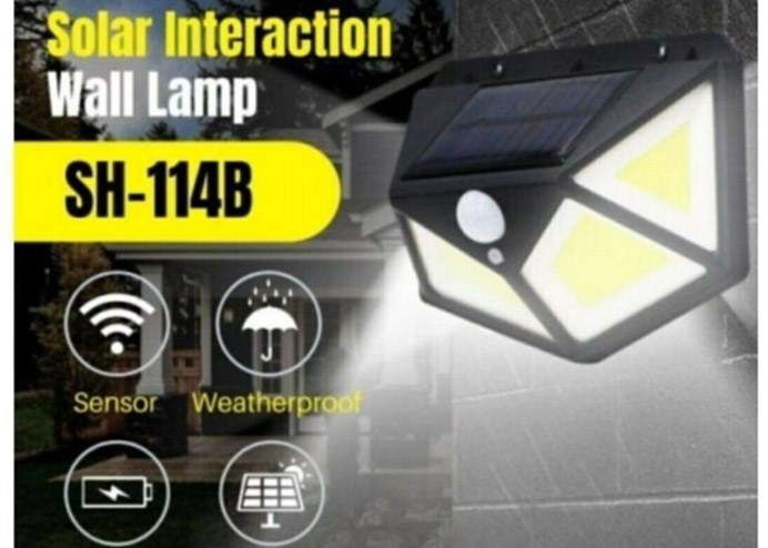 114 Cob LED Solar Güneş Enerjili Hareket Sensörlü 3 Modlu Bahçe Aydınlatması 