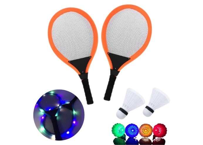 Işıklı Badminton Seti: Fileli Işıklı Raket Işıklı Topu Dahil