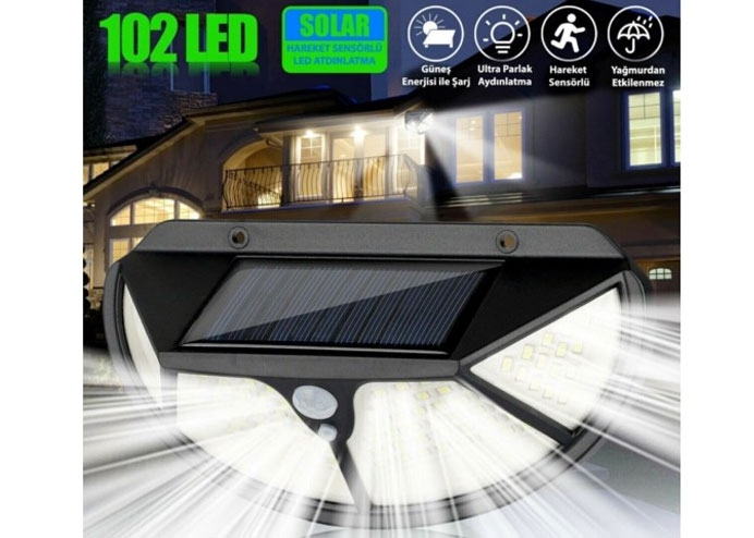 Solar 102 LED 3 Mod Hareket Sensörlü Oval Bahçe Lambası