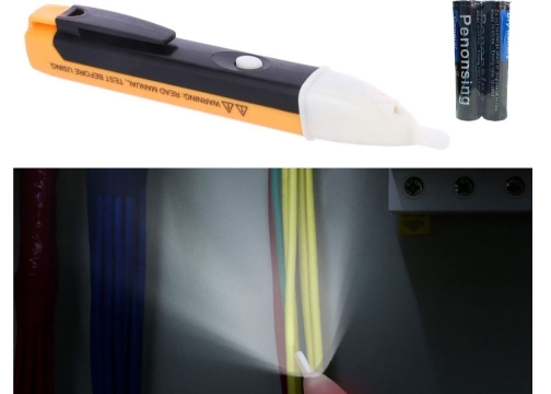 Dedektörlü Temassız Işıklı Kablo Voltaj Test Elektrik Kaçak Dijital Kontrol Kalemi Cihazı