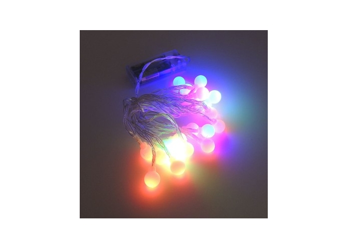 20 LED Beyaz Top RGB Dekoratif LED Şerit Pilli 2 Kademeli 3 Metre