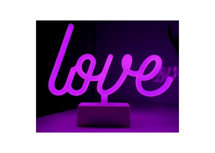 Neon Işıklı Love Yazılı Masa Gece Lambası