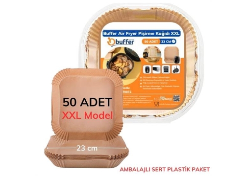 50 Adet Air Fryer Pişirme Kağıdı Kare Tabak Model
