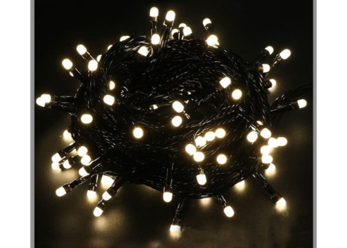5m Boncuk Lamba Gün Işığı 8 Fonksiyon 100 LED Fişli Uzatma Kablolu Siyah Kablo