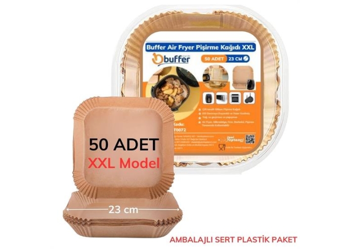 50 Adet Air Fryer Pişirme Kağıdı Kare Tabak Model