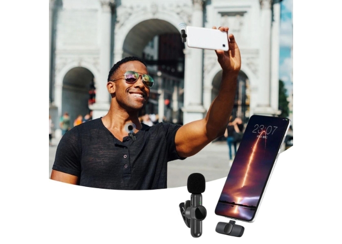  Type C Uyumlu Kablosuz Yaka Mikrofonu Android ve İphone Uyumlu Mini Mikrofon