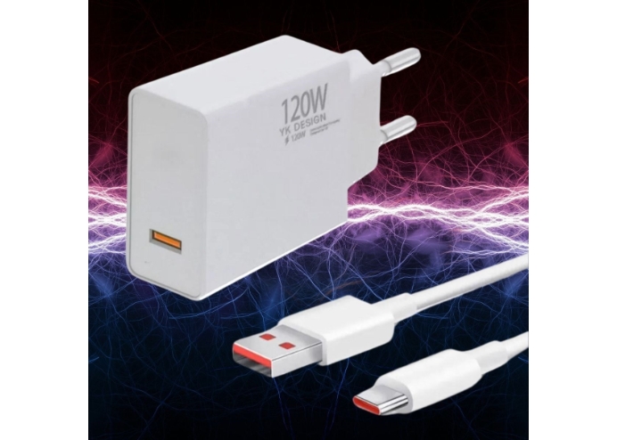 120W USB Hızlı Type C Uçlu Kablolu Şarj Aleti