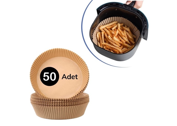 50 Adet Air Fryer Pişirme Kağıdı Tek Kullanımlık Hava Fritöz Yağ Geçirmez Yapışmaz Tabak Model