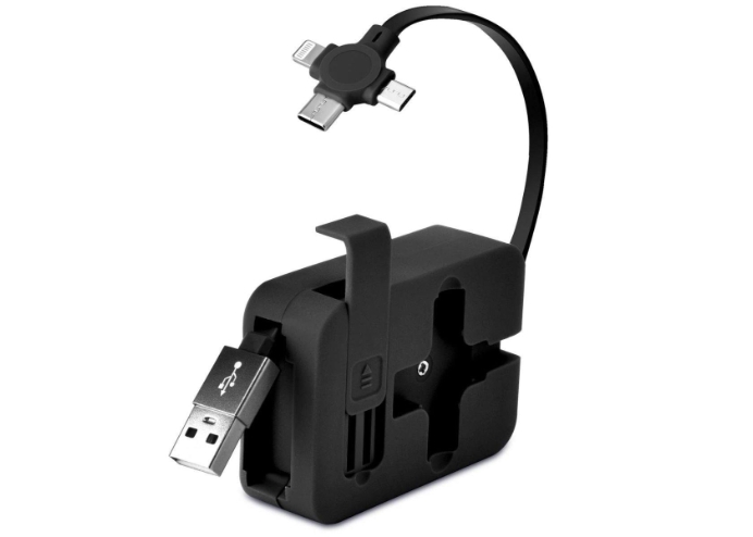 Cep Tipi Telefon Tutuculu Makaralı Uzayıp Kısalabilen 3ü 1 Arada USB Şarj Kablosu